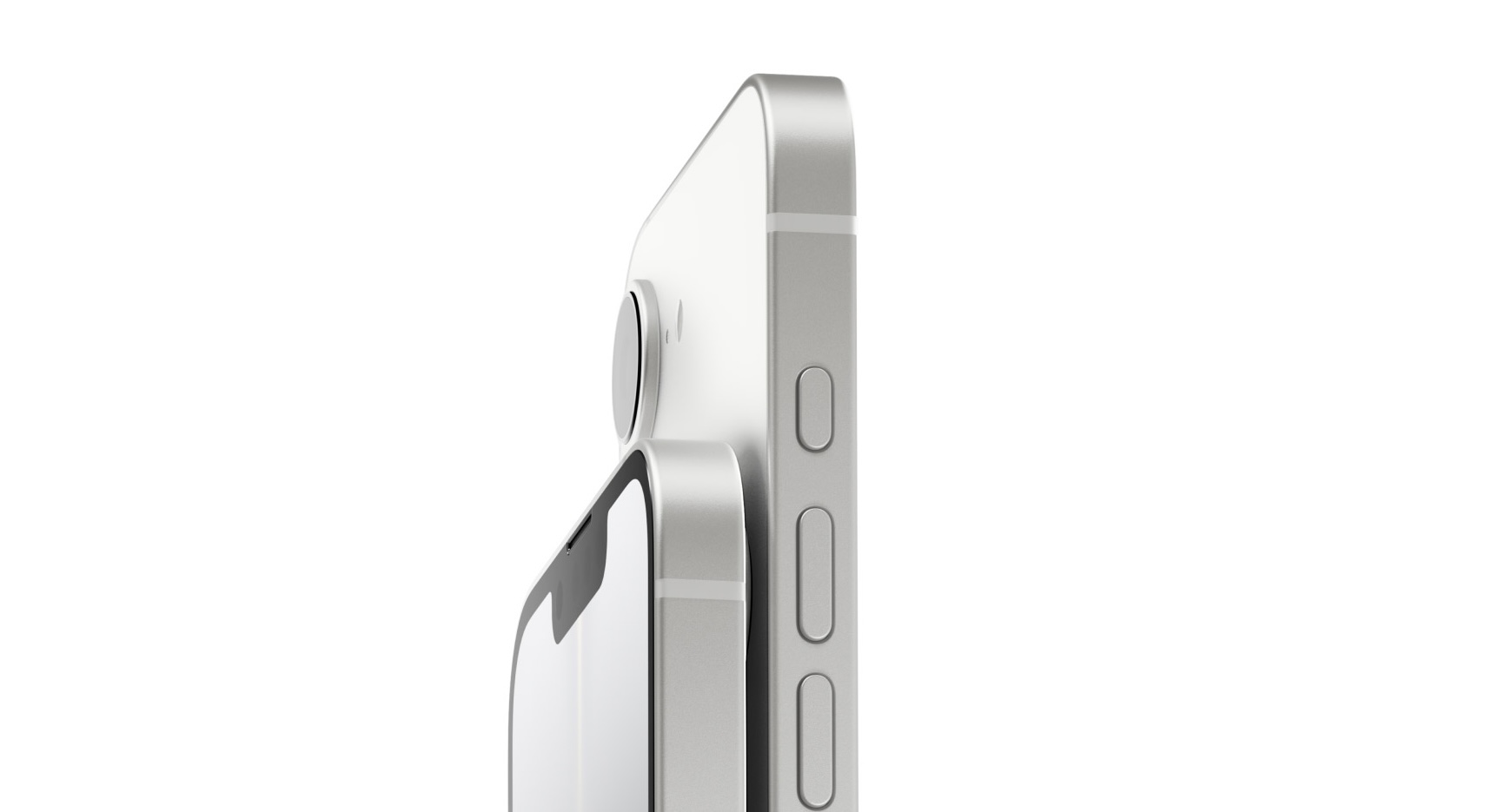 نمای جانبی بالای آیفون ۱۶ ای